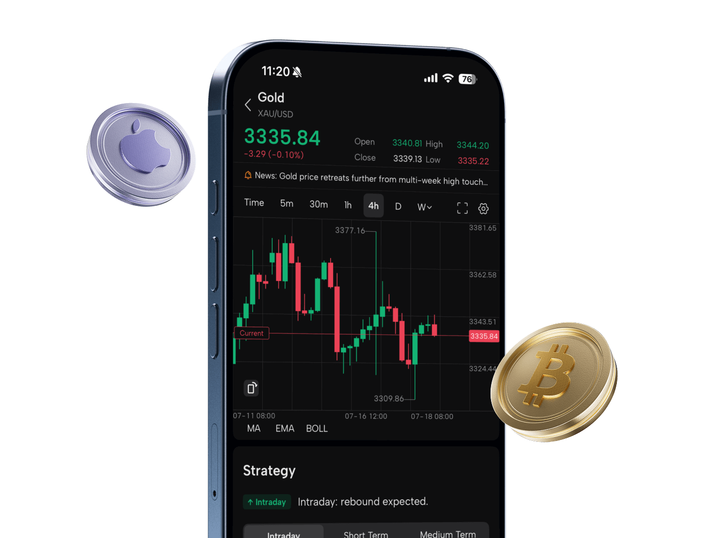 Trading app on phone