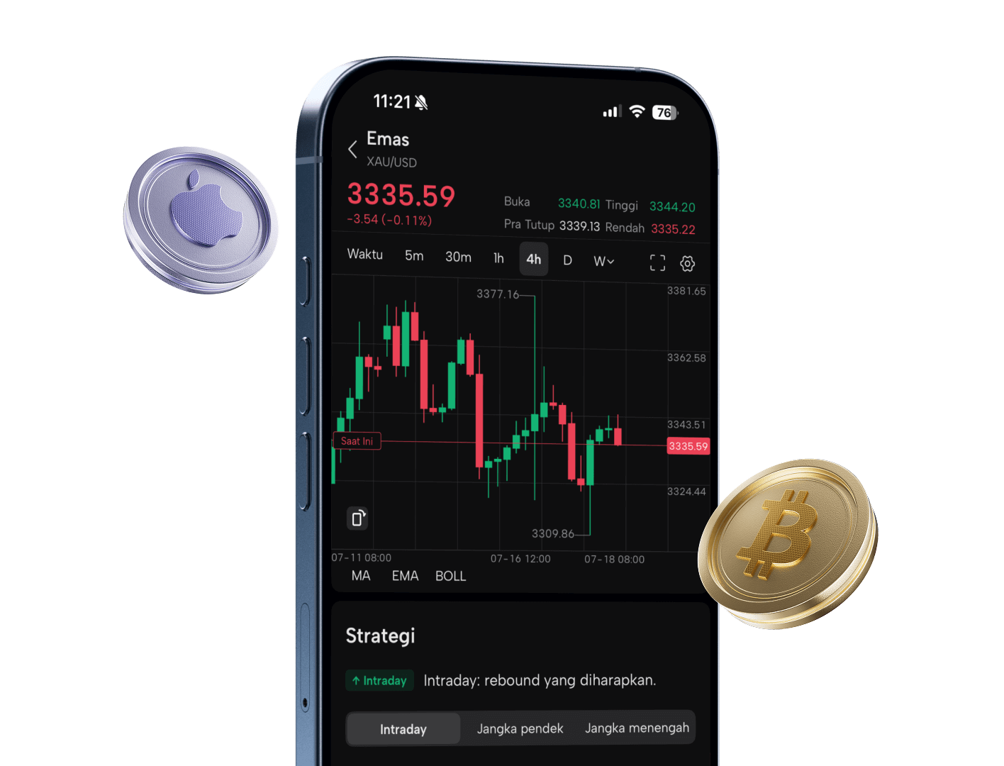 Trading app on phone