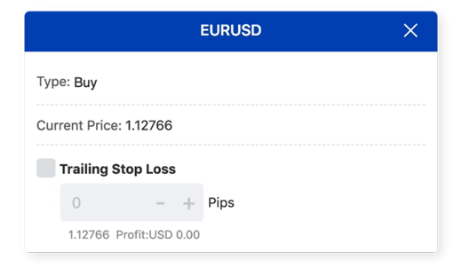 A gif showing how to use trailing stop loss on Mitrade